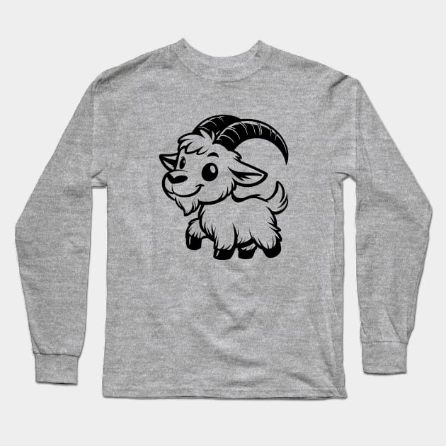 Cartoon Goat Long Sleeve T-Shirt by KayBee Gift Shop